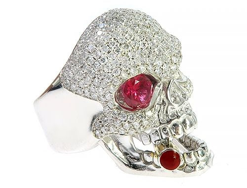 Custom Made Skull Ring With Cigar 2.13ct
