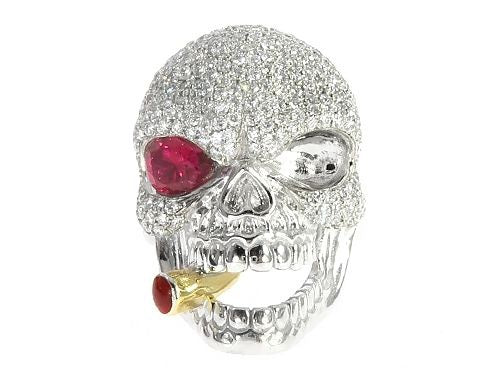Custom Made Skull Ring With Cigar 2.13ct