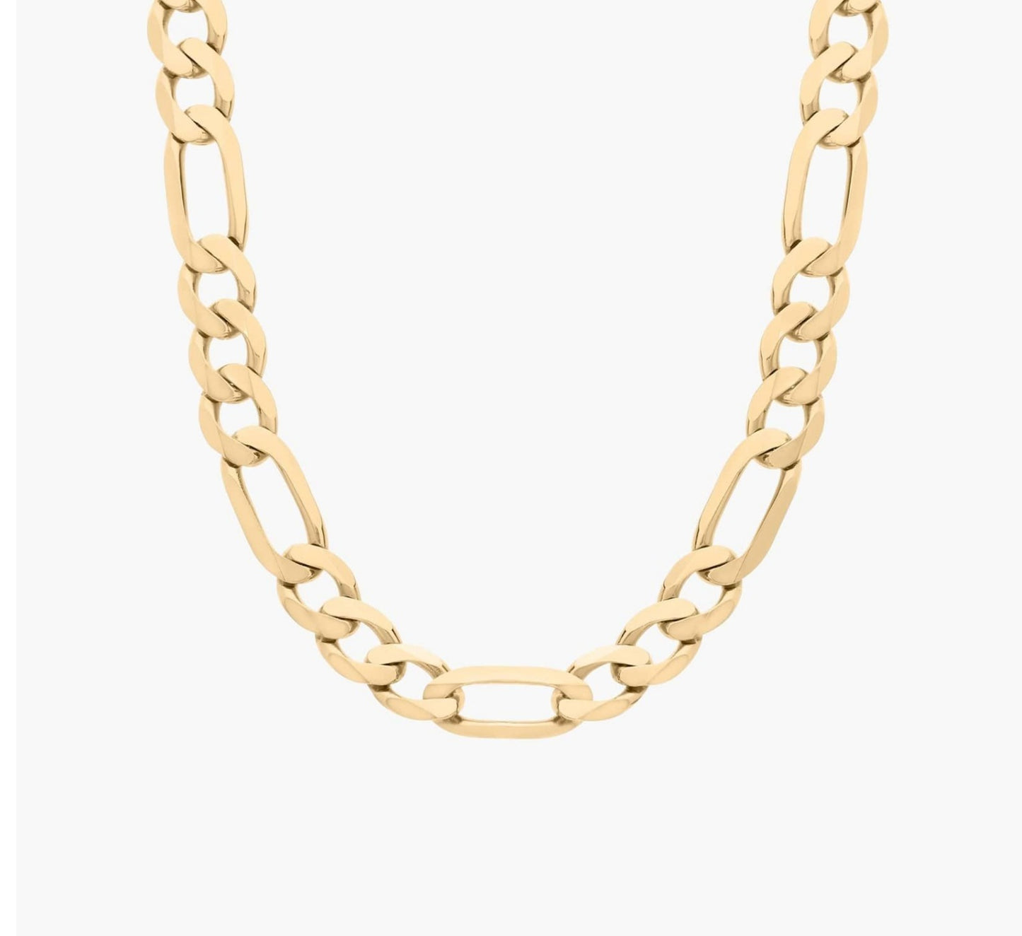 14K yellow gold Figaro chain necklace, 24 inch length, 6 mm width, displayed on white background.