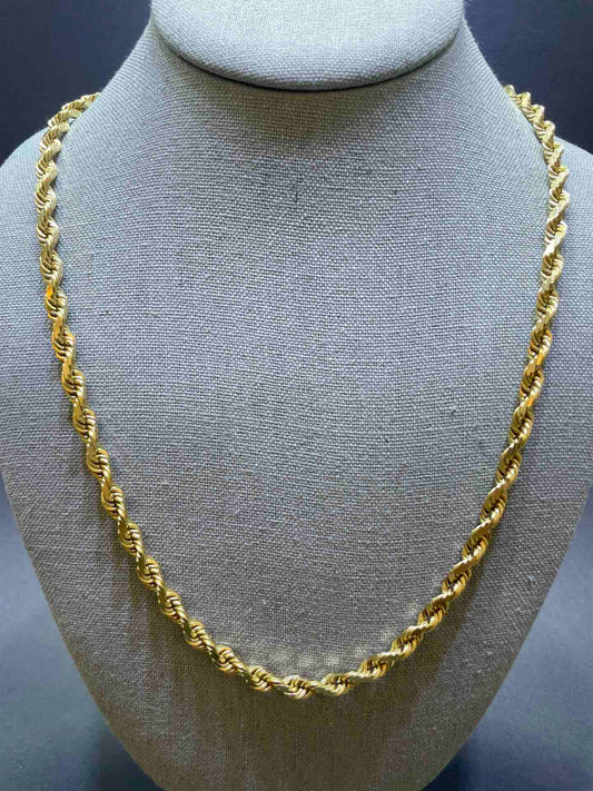 Gold Chain - Mens Solid Rope Chain 10K/14K Gold