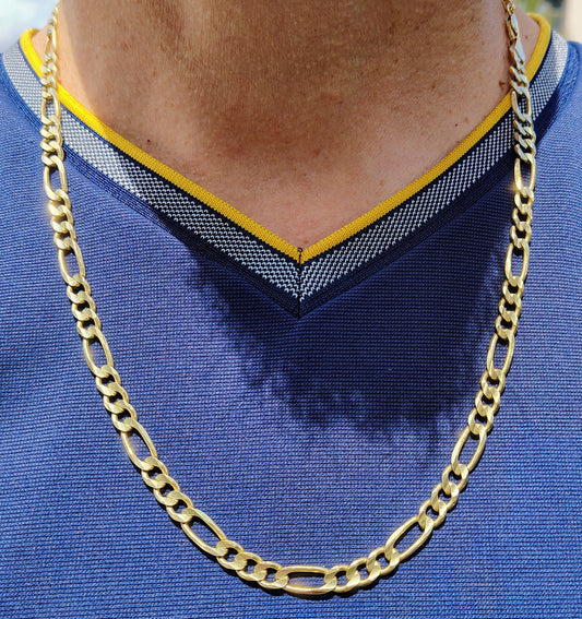 14K Yellow Gold Figaro Chain Necklace – 24 Inch, 6 mm